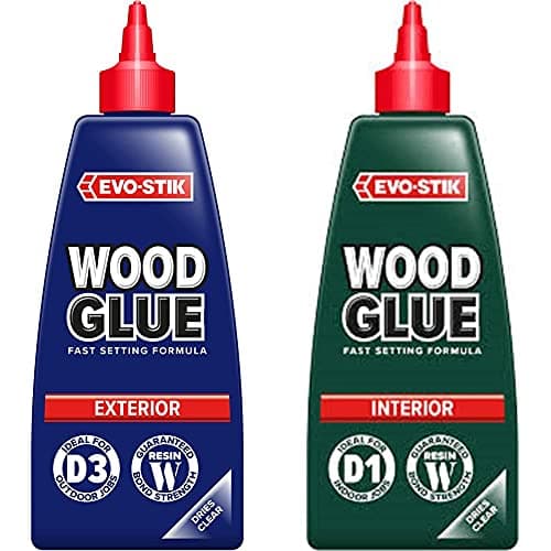 Image of EVO-STIK Wood Glue Exterior, Weatherproof, Extra Strong, Fast Setting, Dries Clear, 500ml & EVO-STIK Wood Glue - Interior, Extra Strong, Fast Setting, Suitable For All Wood Types, Dries Clear, 500ml