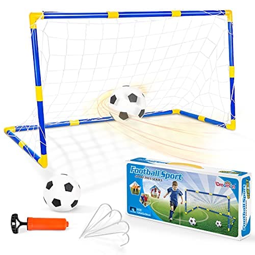 Image of Dreamon Football Goal for Kids - Mini Training Practice Set with Ball Pump - Weather-Resistant, Portable, Compact Soccer Sport Game