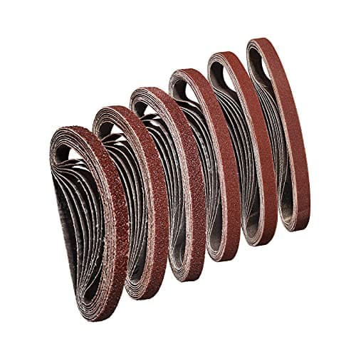 Image of Sruhrak Sanding Belts 10 x 330mm- 8 X 40/60/80/120/180/240 Grits Abrasive Sanding Belts for Grinding Polishing and Derusting, Best for Wood and Paint (48 Pieces)