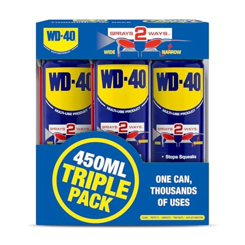 Image of WD-40 Multi Use Lubricant Spray 450ml Triple Pack, Wide and Narrow Smart Straw, WD40 Value Pack for Maintenance, Water Displacement, and Rust Protection