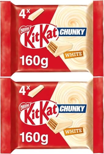 Image of Nestlé Kit Kat Chunky White Milk Chocolate Bars – 4 x 40g Multipack (2 Packs) | Smooth Vanilla-Infused White Chocolate, Crisp Wafers, Perfect Snack for Sharing & Gifting