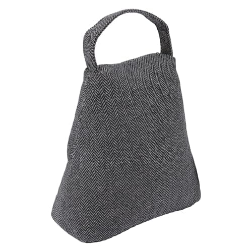 Image of Nicola Spring Fabric Door Stop - Triangle - Grey - Pack of 1 - Indoor Herringbone Decorative Wedge Stopper Interior Weighted Doorstop with Handle for Home, Office
