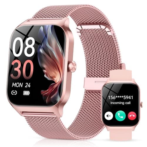 Image of CASCHO Smart Watches for Women, 1.85" HD Smartwatch with 120+ Sports Modes/Heart Rate/Sleep Monitor, Fitness Tracker with Bluetooth Calling/Voice Control for Android iOS, Rose Gold