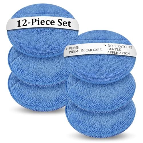 Image of vsshe 12 Pcs Car Polishing Pads, Microfiber Car Detailing Pads, Reusable Wax Applicator Pad, Cars Polishing Sponge with Finger Cots, for Cleaning Automobile Glass Metal Home Workshop Use