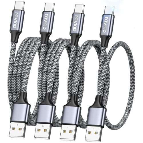 Image of RAVIAD USB C Charger Cable, 4Pack 0.5M+1M+2M+3M Type C Charger Fast Charging 3A Nylon Braided USB C Cable for iPhone 16/15 Plus Pro Max, Samsung Galaxy S24/S23/S22, Huawei P40/P30, Google Pixel