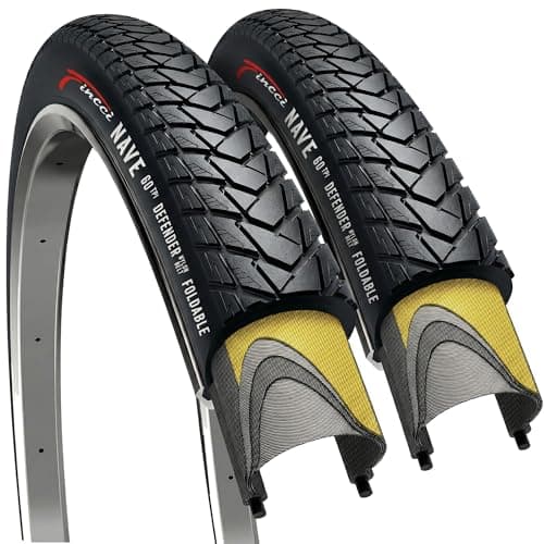 Image of Fincci Gravel 700x35c Tyres - Pair Road Bikes 700c Tyres with 1 mm Nylon Puncture Proof - Foldable Tyre with Kevlar cord 37 x 622 tyre 60 TPI for Road Mountain, Electric, MTB and Hybrid Bikes