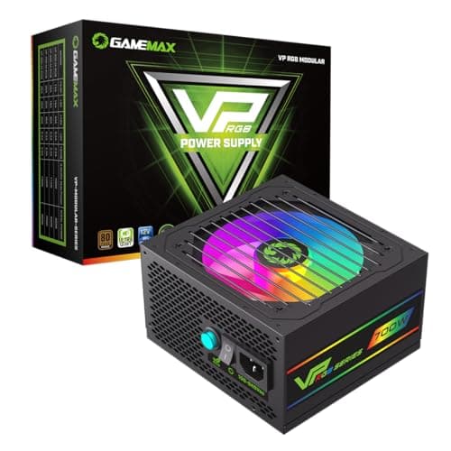 Image of GameMax VP-Series 700W 80 Plus Bronze Power Supply (No Power Cord Included) - 700W GameMax VP-Series VP-700-RGB, Semi-Modular, Single Rail, 120mm RGB Fan, ATX PSU | Black