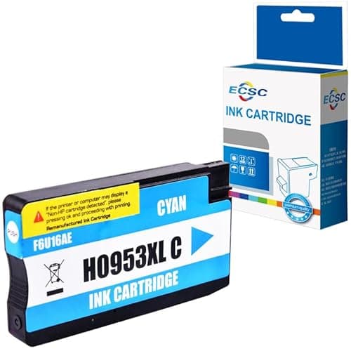 Image of ECSC Ink Cartridge 953XL For Printer, Compatible With HP OfficeJet Pro 7700 7720 7730 7740 WF 8200 8210 8216 8218 8710 8715 (Cyan, 1-Pack)