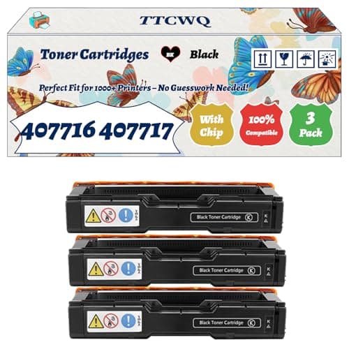 Image of Compatible for Ricoh 407716 407717 407718 407719 Toner Cartridges Work for Ricoh Aficio SP C252DN SP C252SF Printers, with Chip, High Yield 7500 Pages, High-Definition Printing (3 Pack Black)