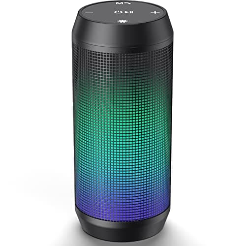 Image of VOSFEEL Bluetooth Speaker Wireless - Portable Speakers Wireless Bluetooth With LED Light Louder Volume Bass Music Stereo, TF Card, USB, Aux, Mic for Home Outdoor Party Travel