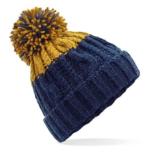 Image of Beechfield B437 Apres Beanie - Oxford Navy/Mustard