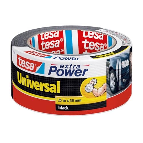 Image of tesa Extra Power Universal Duct Tape - Adhesive Tape with Extra Strong Hold and Versatile Use - for Repairs, Fastening, Sealing and More - Black - 1 roll - 25 m x 50 mm