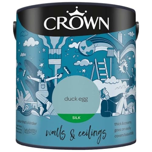 Image of DRW Duck Egg Silk Emulsion Paint 2.5L | Interior Wall and Ceiling Paint | Smooth Flat Matt Finish | Durable Everyday Room Paint for Living Room Bedroom Hallway and Dining Room