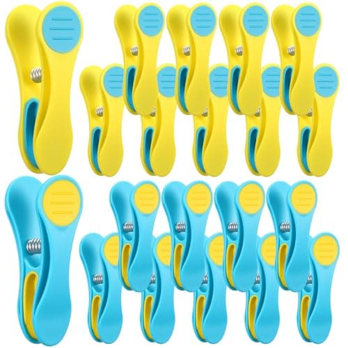 Image of Fabsome Clothes Pegs for Washing Line, Pack of 20 Strong Grip Non Slip Washing Pegs, Soft Grip Long Lasting Plastic Laundry Pegs with Rubber Pad (Blue&Yellow, 20pcs)