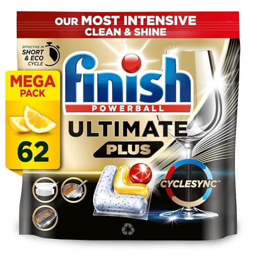 Image of Finish Dishwasher Tablet, Ultimate Plus, 62 Detergent Tablets, Lemon Sparkle, Tough on Grease, For our Most Intensive Clean & Diamond Shine, Effective for Short Eco Cycle