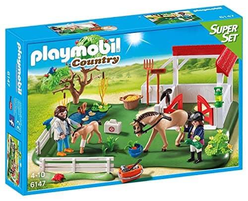 Image of Playmobil 6147 Country Horse Paddock SuperSet, Fun Imaginative Role-Play, PlaySets Suitable for Children Ages 4+