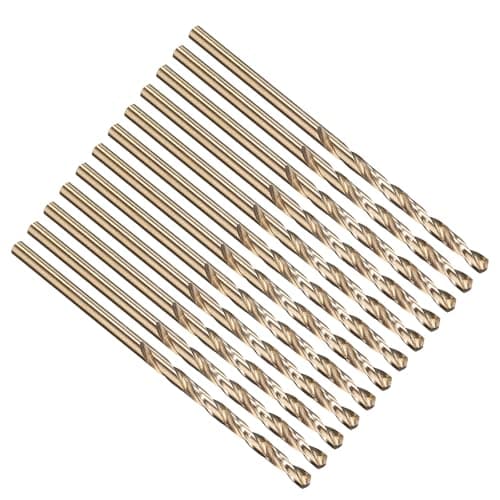 Image of PATIKIL 2.7mm Drill Bit #36, Jobber Straight Shank M2 High-Speed Steel 135° Gold for Stainless Steel Hard Metal - 12 Pack