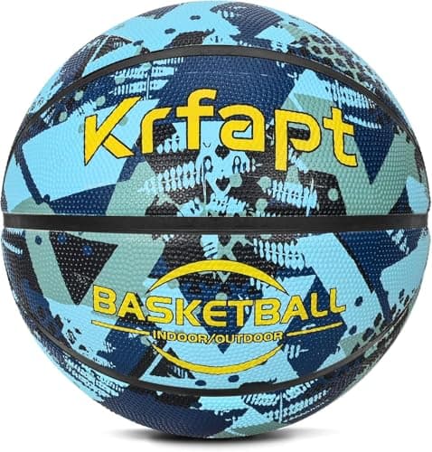 Image of Krfapt Basketball Size 3 for Kids, Youth, Men & Women – Mini Small Ball – Indoor Outdoor Use on Concrete, Playground – Non-Slip PU Rubber – Training Practice（Blue 3）