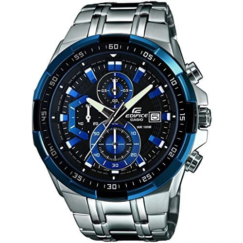 Image of Casio Gents 47.00mm Quartz Watch with Black Analogue dial and Silver Metal Bracelet Strap EFR-539D-1A2VUEF