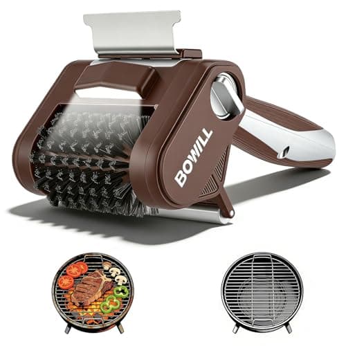Image of Electric Grill Brush, Detachable Cordless BBQ Grill Cleaning Brush with 450 RPM & LED Light, 180° Adjustable Head & 360° Rotating Splash Guard for Outdoor Gas, Porcelain, Charbroil Grates