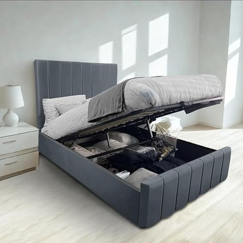 Image of Linear Ottoman Bed Frame Modern Timeless (Grey, Double)