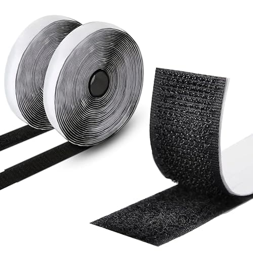 Image of ARMIZ Hook and Loop Tape Self Adhesive, Extra Strong, 5 m Sticky Back Fastening Tape, 50 mm Wide, Double-Sided Strip Tape (Black)