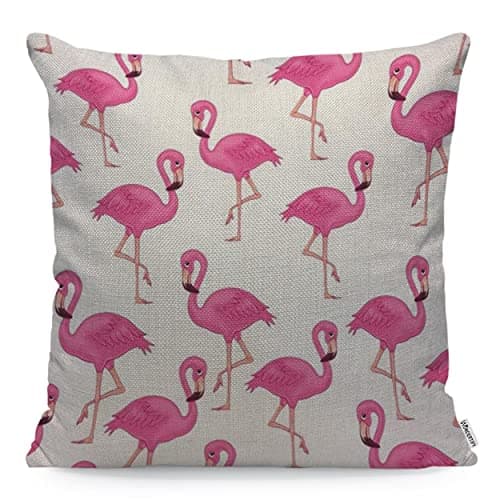 Image of WONDERTIFY Flamingo Cushion Cover Fashion Adorable Cute Animal Decorative Throw Pillow Covers For Couch, Bed Sofa Pillows Case Pink 45X45 Cm