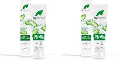 Image of Dr Organic Aloe Vera Toothpaste, Whitening, Natural, Natural, Vegan, Cruelty-Free, Paraben & SLS-Free, Organic, 100ml, Packaging May Vary (Pack of 2)