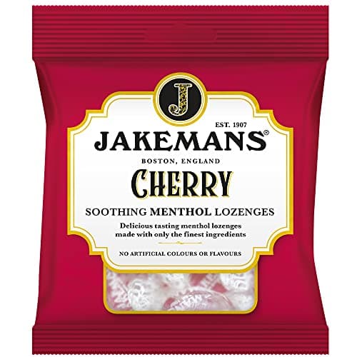 Image of Jakemans Cherry 73g - Pack of 12 - Soothing Menthol Lozenges - Suitable For Vegetarians, Red
