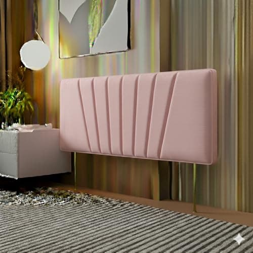 Image of ZNX Sunrise Plush Velvet Fabric Padded Headboard 20 Inch High Upholstered Bed Headboard for Bedroom Soft Cushioned Fits 2ft6, 3ft, 4ft, 4ft6, 5ft & 6ft Beds (Pink, 3 Feet SIngle)