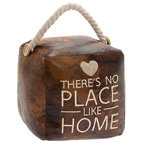 Image of Lesser & Pavey Brown Faux Leather Door Stop for Home Or Office Use | Stylish Weighted Door Holder for Everyday Interior Spaces | Decorative and Practical Doorstop for Hallway, Living Room, Or Study