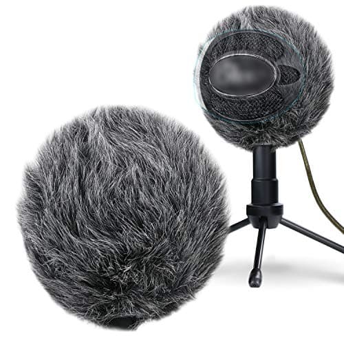 Image of YOUSHARES Furry Windscreen Muff - Customized Pop Filter for Microphone, Windshield Wind Cover for Improve Blue Snowball iCE Mic Audio Quality (Grey)
