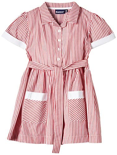 Image of Blue Max Banner Girls Kinsale Striped Short Sleeve Dress, Red, Size 10 (Manufacturer Size:9/10)