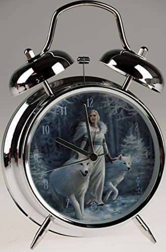 Image of Winter Guardians White Wolf Art Alarm Clock By Anne Stokes (17x10cm)