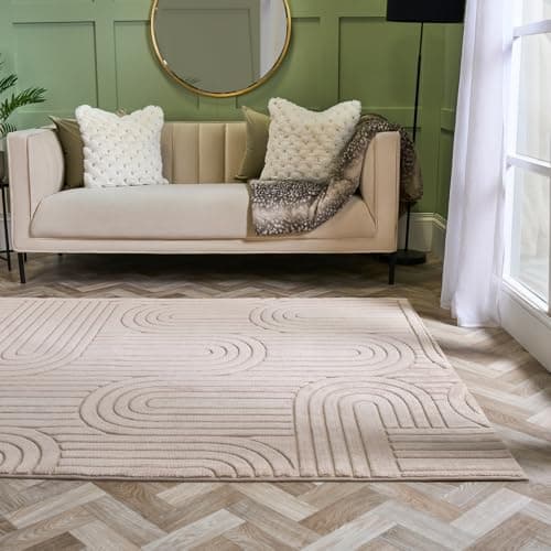 Image of OHS Arches Tufted Rugs for Bedroom, Soft Fluffy Rugs Living Room Home Decorative Modern Non Slip Area Rugs for Living Room Floor Carpet, Mink - 120 x 170cm