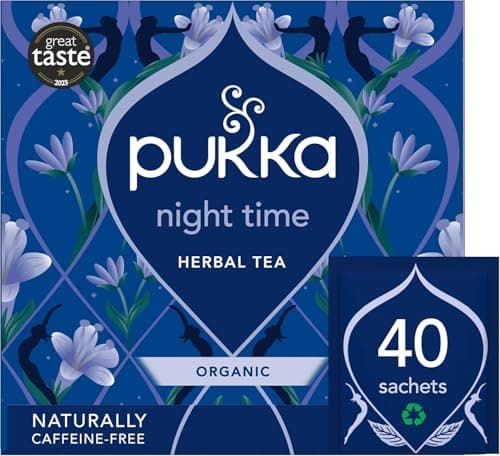 Image of Pukka Herbs Night Time Organic Herbal Tea - 40 Plant Based Biodegradable Tea Bags - Sleep Tea Box, Chamomile, Lavender, Oat Flower, and Limeflower - Natural For Bedtime Relaxation, Caffeine Free