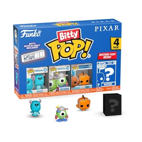 Image of Funko Bitty Pop! Pixar - Monsters Inc. 4PK - Sulley, Boo, Mike Wazowski and A Surprise Mystery Mini Figure - 0.9 Inch (2.2 Cm) - Pixar Collection Collectable - Stackable Display Shelf Included