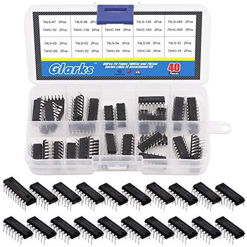 Image of Glarks 40Pcs 74LSxxx and 74HCxxx Series Low-Power Logic IC Assortment Kit