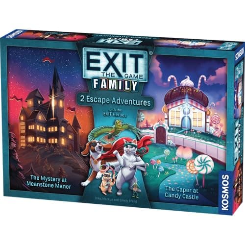 Image of Thames & Kosmos EXIT: Family Heroes Card Game | 2 Escape Room Adventures for Kids & Adults | Family Puzzle Challenge | Cooperative Mystery Game | 2–4 Players | Ages 8+ | Fun for Game Night