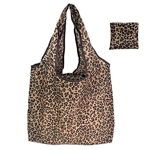 Image of Extra Large Reusable Foldable Ladies Shopping Bag Eco Tote Handbag Fold Away Shopper Bag UK (Classic Leopard Print)