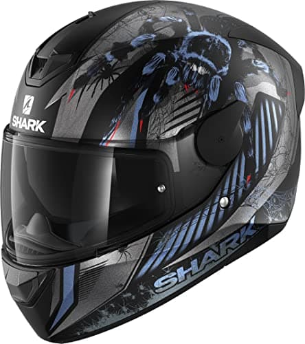 Image of Shark Unisex D-skwal 2 Atraxx Motorcycle Helmet, Matte Black Anthracite Blue, S EU