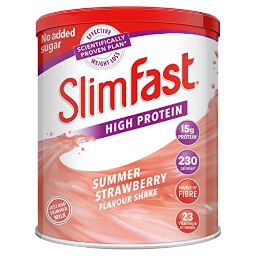 Image of SlimFast Summer Strawberry Flavour Milkshake Powder, 438g