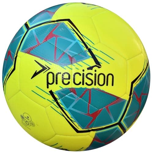 Image of Precision Fusion FIFA Basic Training Ball, All-Weather, IMS Certified, Official, Highly Durable, 3.5mm Eva Foam, Yellow, Teal, Cyan, Size Ball 4