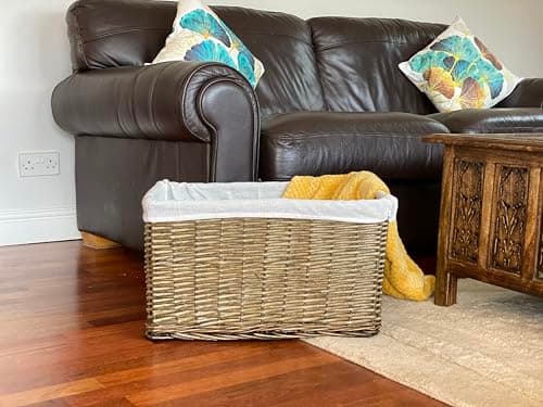 Image of Topfurnishing Large Big Huge Deep Children Kids Baby Nursery Storage Wicker Basket Toy Box Organiser With Liner Natural XX Large 58 x 43 x 32 cm
