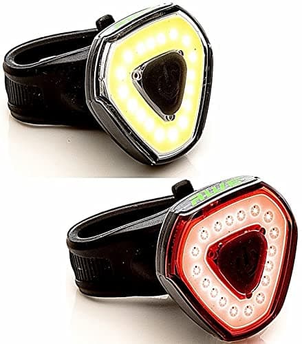 Image of AWE AWEAlert™ 130 Lumen 36xCOB Super Bright Rechargeable Bicycle USB Light Set Black Visibility 1km+ IPX4 Waterproof *SEE 360 VIDEO*