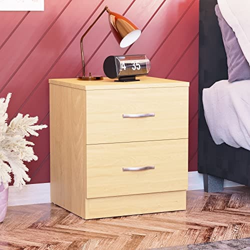 Image of Vida Designs Large Pine Bedside Cabinet, 2 Drawer, Bedside Table, Metal Handles & Runners, Riano Bedroom Furniture