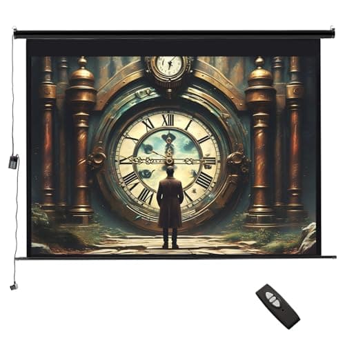 Image of INMOZATA Electric Projector Screen 120 inch/266x149cm Motorised Projector Screen with Remote Control 16:9 Ratio Movie Screen for for Home Theater Cinema Office Video Game Outdoor Indoor-Black