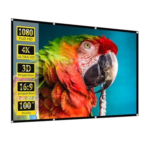 Image of Portable Projector Screen 100 Inch, lejiada Foldable Movie Screen for Outdoor & Indoor Use, 16:9 HD Wrinkle-Free Polyester Rear Projection Screen with Hooks and Ropes, Easy to Carry and Install