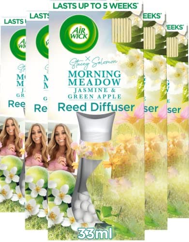 Image of Air Wick Air Freshener Reed Diffuser | Fragrance: Morning Meadow | Room Air Freshener | Size: Pack of 5 x 33ml | Usage: Lasts up to 4 weeks / 20 weeks total