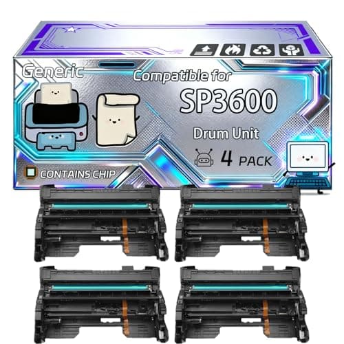 Image of SP3600 Drum Unit Compatible for Ricoh SP 3600DN SP 3600SF SP 3610SF SP 4510dn SP 4510SF Printers, With Chip, 20000 Pages, Vibrant Colours (4 Pack Black)